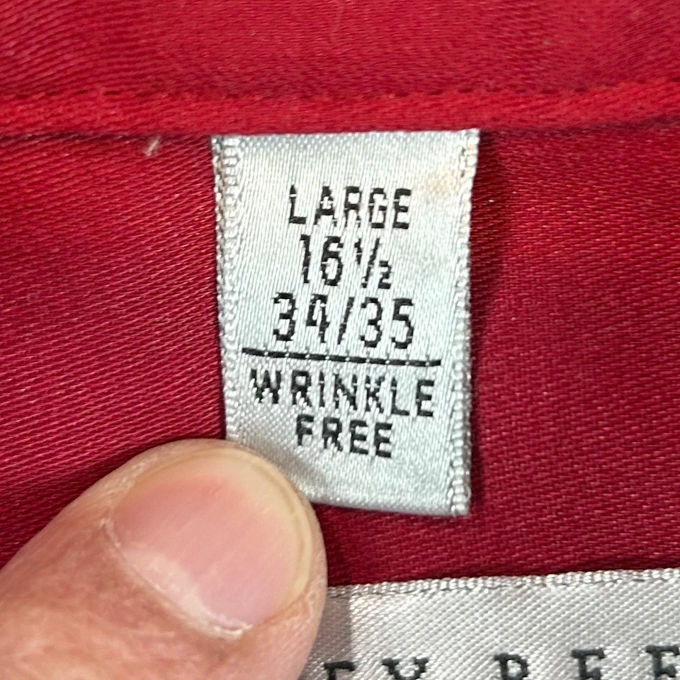 Geoffrey Beene Hombres Rojo Satén Sin Arrugas Camisa Abotonada Grande Manga Larga Foto 4 de 4