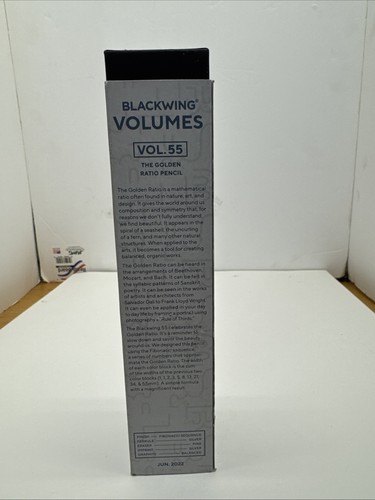 Blackwing Volume 55 ~ Box of 12 Pencils Golden Ratio June 2022 - Picture 3 of 4