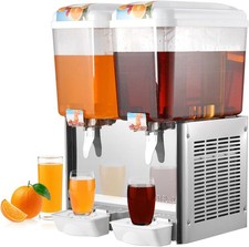 Commercial Beverage Dispenser 9.5 Gal Cold Ice Juice Drink Machine 18Lx2 Tanks