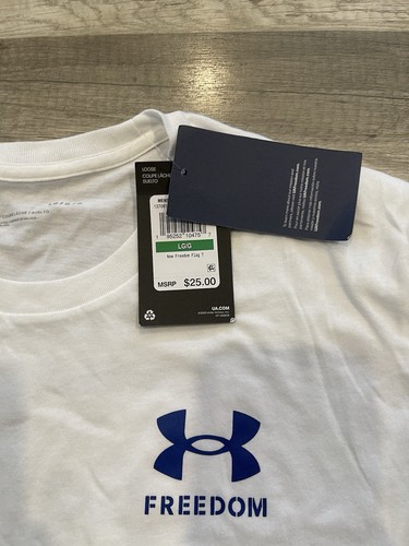 Men's Under Armour White American Freedom Flag Graphic Tee - Size L NWT - Picture 2 of 5