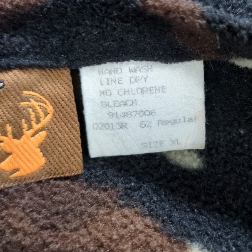 Vintage Cabela's Vest Mens XL Brown Camouflage Whitetail Full Zip Fleece Hunting - Picture 6 of 8