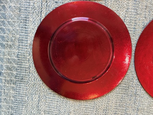 Red ROCHER And Co 13" Glass Charger Plates Set Of 4 NWT - Picture 8 of 14