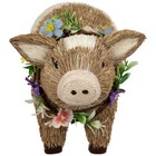 Northlight Boy Piglet with Floral Wreath Spring Figurine - 10.25" - Brown and