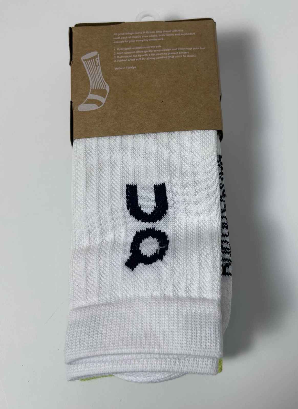 On Logo Crew Socks 3 Pack Large Multicolor Mid Calf Running Athletic Unisex