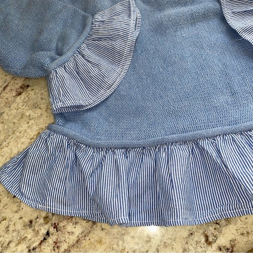 Vineyard Vines $85 Girls Chambray Cotton Sweater with Navy Ruffle Detail LG EUC - Picture 7 of 12