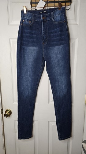 NWT Fashion Nova Jeans Womens 13/14 High Rise Skinny Medium Blue Wash