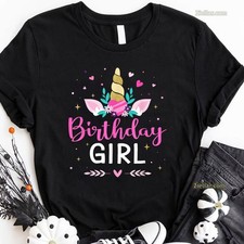 Birthday Girl Shirt Unicorn Party Princess Matching Family Celebration Tee