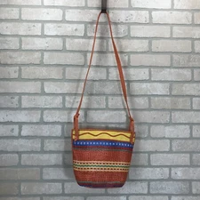 Maggie Lawrence Multicolor "Recycled Plastic" Woven Bag Crossbody Beachy Boho