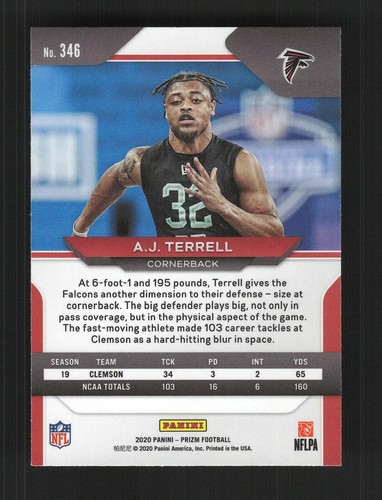 2020 Panini Prizm - AJ A.J. TERRELL #346 RC base - Atlanta Falcons 🏈 - Picture 2 of 2