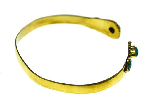 Messing Armreif golden Türkis Steine Tropfen Kreis offen - Bild 3 von 5