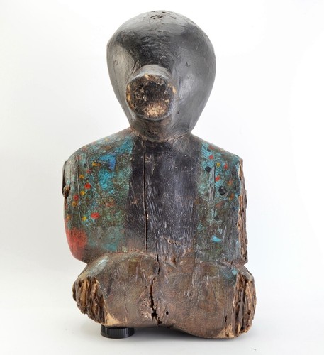 Figura Sentada Tribal del Sur de la India 21" Tallada a Mano Antigua Rara V31 - Imagen 4 de 11