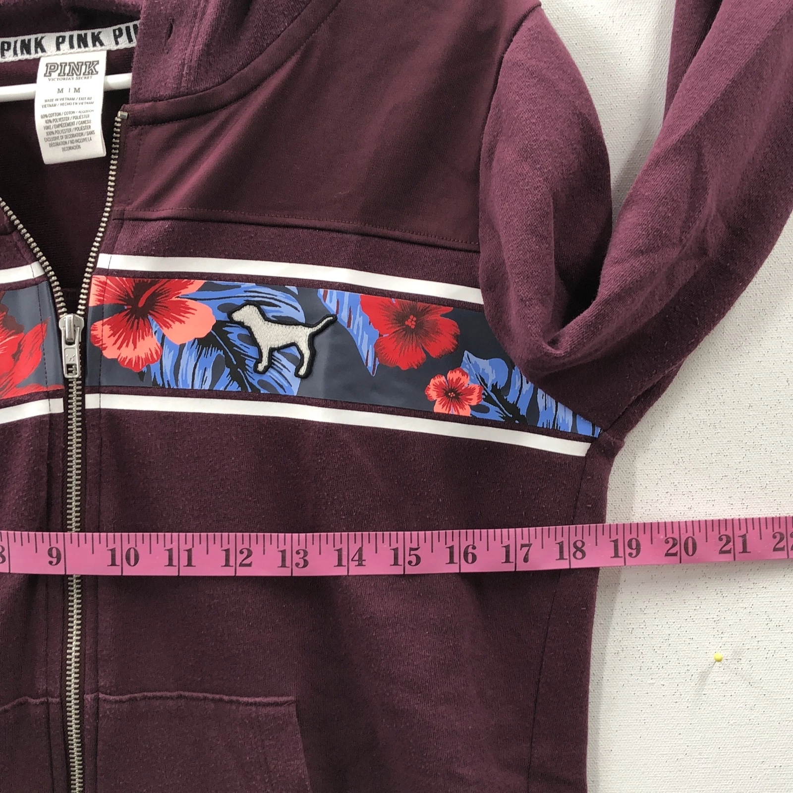 UNDERCOVER Felpa con cappuccio da donna viola pile floreale manica lunga cerniera intera media