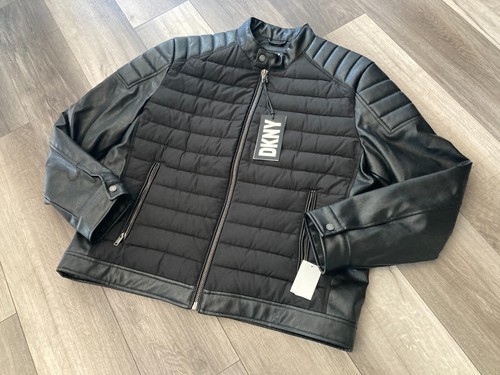 NWT DKNY Biker Motorcycle Men's Black zip-up Jacket Size XL - Picture 3 of 23