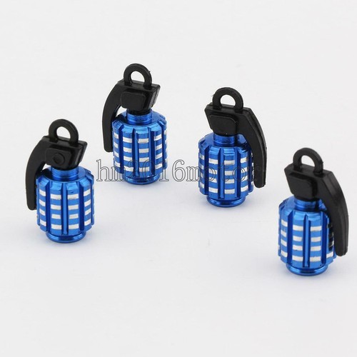 4 pcs Car Tire Wheel Blue Valve stem Caps Bike tyre Valve Air Dust Cap - Picture 4 of 4