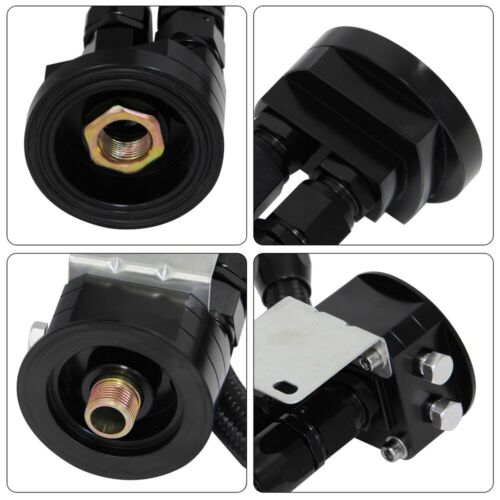 AN10 30 Row LR Oil cooler w/Bracket+Filter Relocation Adapter Hose Kit Black - Picture 6 of 11
