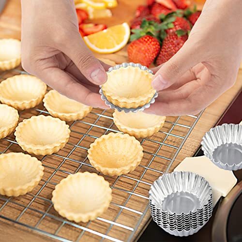 50 Pcs Egg Tart Molds 2.8in Mini Tart Pan Reusable Aluminum Muffin Cupcake Mo... - Picture 7 of 7