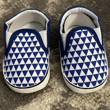 Baby Boy Blue and White Checker Slip-On Soft Sole Sneakers Infant 4 (NEW)