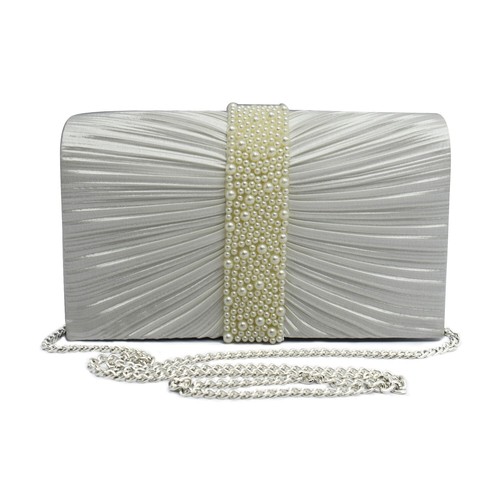 Damen Satin Plissee Clutch Tasche | Elegante Hochzeit & Abend Handtasche | Damen Party - Bild 45 von 51