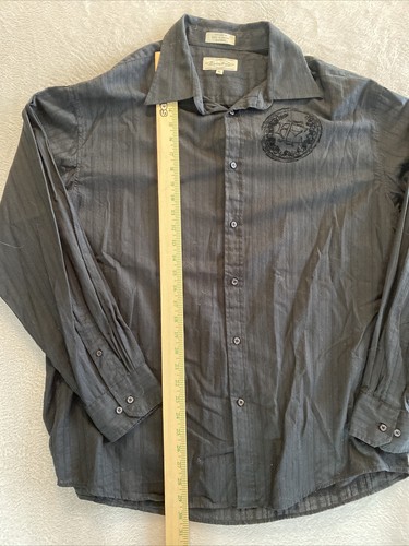 Eighty Eight Button Shirt Men's XL Graphic Velour Long Sleeve Gothic Embroidered - Picture 4 of 8