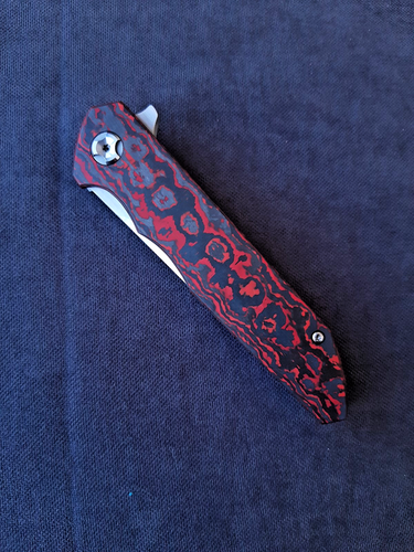 Handmade Kwaiken Folding Knife by Taiki Momiki - Flipper - Fatcarbon - Picture 4 of 9