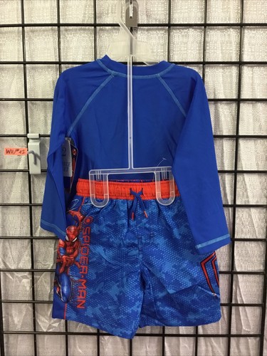 Marvel Boys Spider-Man 2-Piece Swimwear Set Size 4T Rashguard & Shorts - Picture 2 of 2