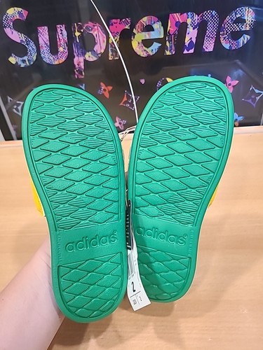adidas Adilette Lego Slides Sandals Flip Flops Boys Sz 2 Blue Yellow Green - Picture 5 of 6