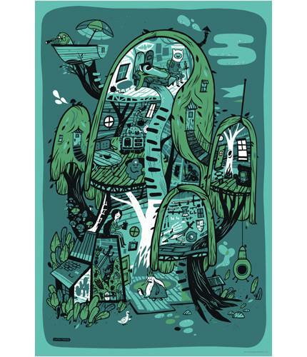 Mondo Poster Artist Little Friends of Printmaking Treehouse Adventure Time Print - Picture 1 of 1