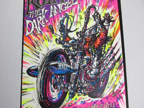 Vintage Psychedelic Blacklight Poster KOTH DARK ANGEL EARTH IS HELL MOTORCYCLE - Picture 4 of 10
