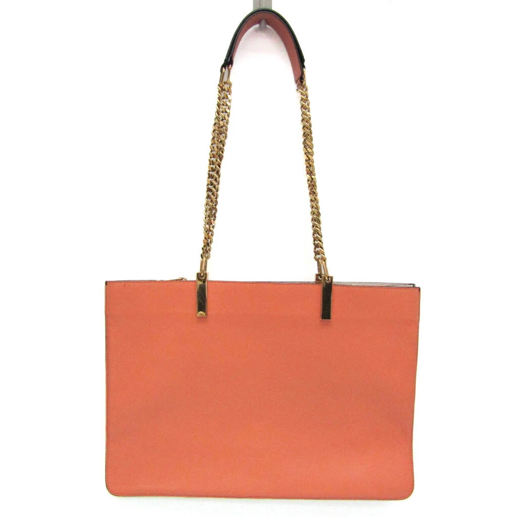 Orange leather tote bag discount