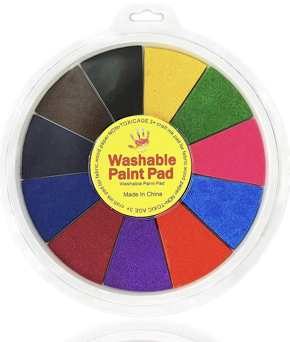 Ink Pad for Rubber Rainbow Stamp Pads for Kids Non Toxic Washable-12 Colors