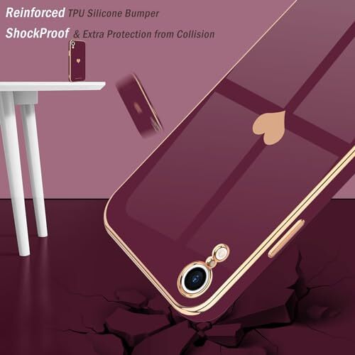 Compatible with iPhone Xr Case for Women Girl Cute Love-Heart Luxury Bling - Picture 5 of 7