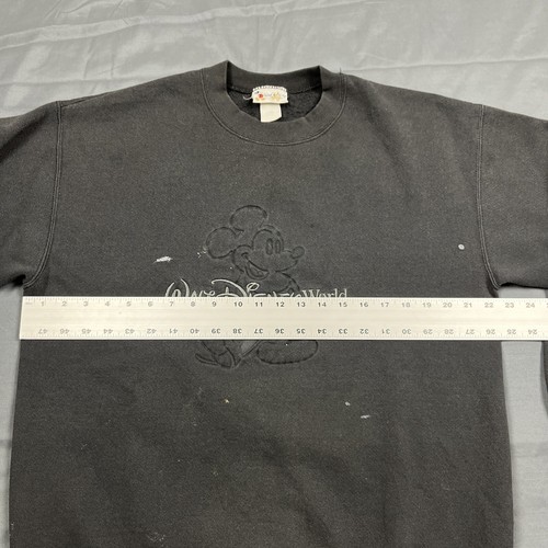 Vintage Walt Disney World Embroidered Crewneck Sweatshirt Black XL Thrashed 90s - Picture 9 of 9