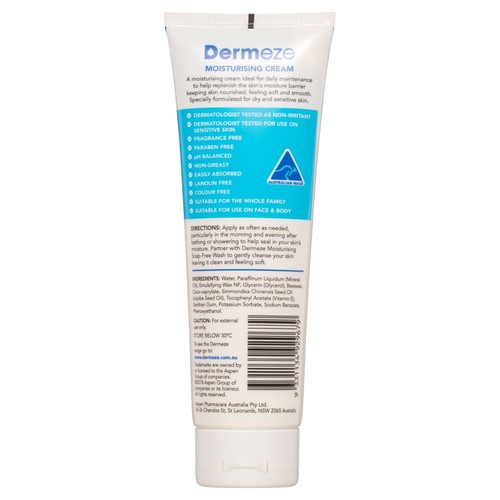 Dermeze Moisturising Especially Formula Dry Sensitive Skin Cream 100g - Picture 2 of 2