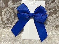Bright Blue Long Tail Hair Bow Grosgrain Ribbon Alligator Clip Girl Hair Bow