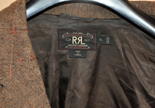 RRL Double Ralph Lauren Men's Brown Cotton/Wool Check Blazer Coat Size XL RARE - Picture 9 of 10