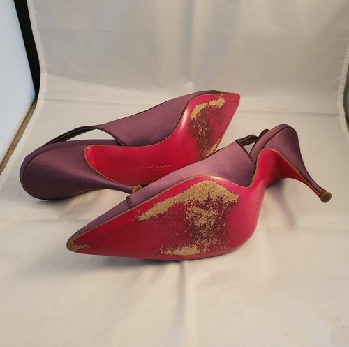 Emanuel Ungaro Purple Heels Slingbacks Sandals 9.5 9 8.5 Made in Italy - Picture 8 of 8