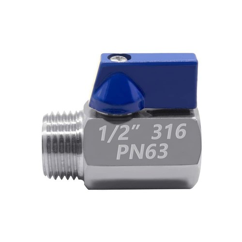 1/2" Mini Ball Valve 316 Stainless Steel Female x Male NPT Thread Shut-Off Va... - Picture 2 of 5