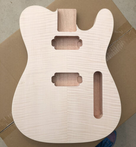 Fit DIY Electric Guitar Body Mahogany Flame Maple Veneer TL Style Unfinished - Picture 1 of 6