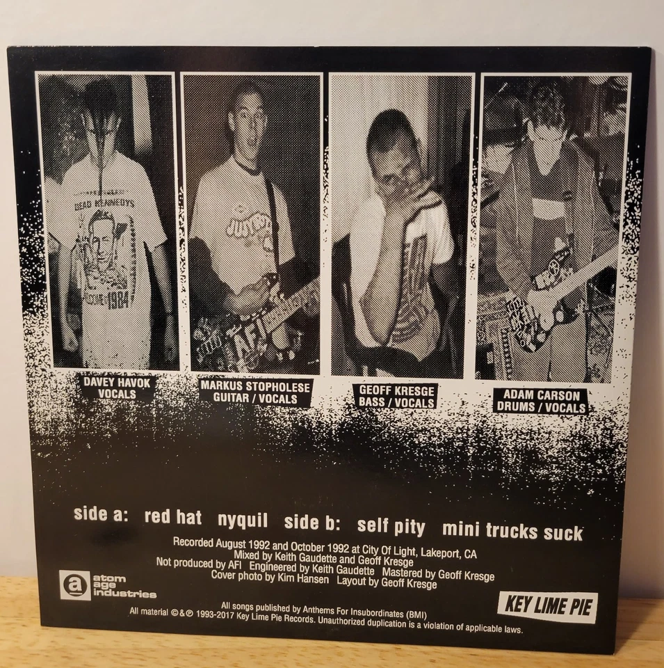 AFI Dork Atom Age Industries Records 2017 White Vinyl Limited Pressing Punk 7" Foto 3 de 4