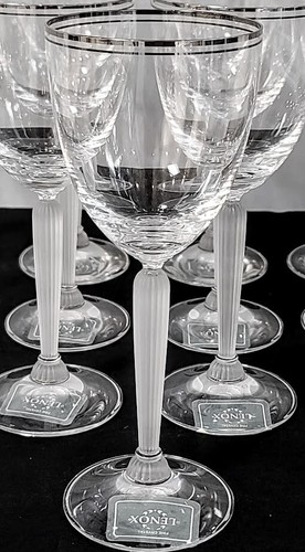 13 Lenox Federal Platinum Wine Goblets / Glasses Frosted Stem - 13 Never Used - Picture 6 of 7