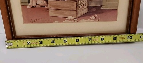 Cranky Geschirrspüljunge mit Hund 1950 gerahmtes Foto 13 x 10,5 Zoll - Bild 4 von 4