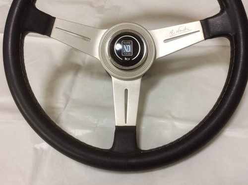 NARDI Classic Black Leather and Silver Spoke Steering Wheel 355mm - Picture 3 of 10