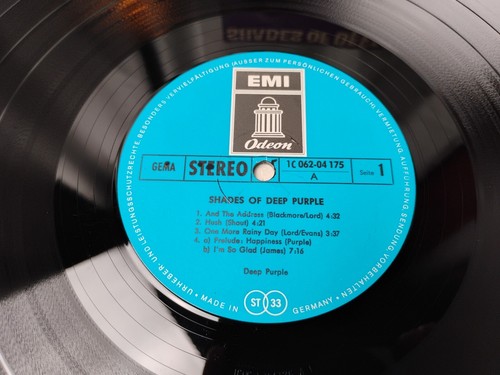 Shades of Deep Purple Vinyl Record LP EMI Odeon Germany 1C 062-04 175 EX/VG - Picture 3 of 14