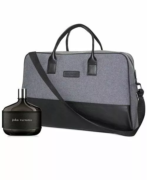 John Varvatos Mens Duffle Bag Medium Grey Black