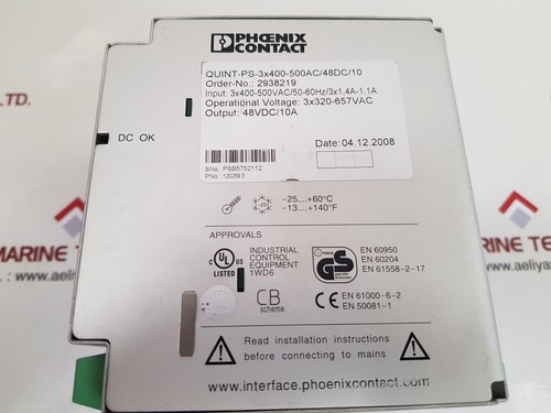 Phoenix Contact Quint-ps-3x400-500ac/48dc/10 Quint Power Supply 10A 48VDC - Picture 6 of 6
