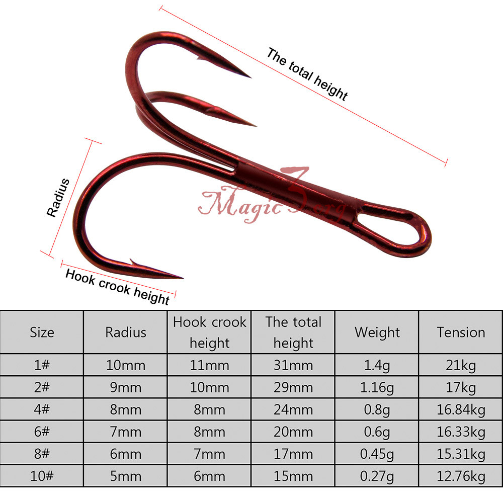 30/60pcs Sharpened Treble Hook Red Coarse Fishing Powerbait Trout