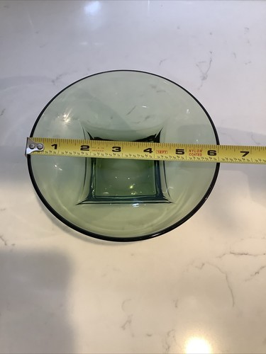 7- Hazel Atlas Glass COLONY Green Salad Bowl MCM Mid-Century Glassware Smooth - Picture 3 of 14