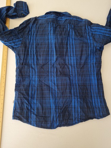 Mens Long Sleeve Check Shirt Jeff Banks Size XL Blue Pocket 28397 - Picture 12 of 13
