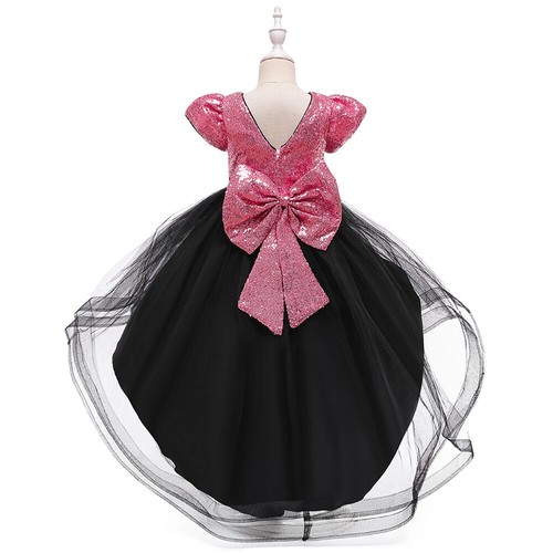 Kids Girls Princess Dress Sequins Tulle Long Tail Tutu Gown Pageant Costume Prom - Picture 2 of 58