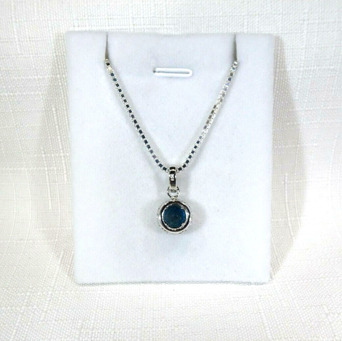 1.90ct Natural London Blue & White Topaz Solid Sterling Silver Necklace - Picture 9 of 10